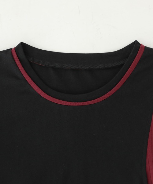 kOhAKU（コハク）の「『配色レイヤードライクカットソー』（Tシャツ/カットソー・レディース・ブラック/グレー・1/2）」の5枚目の写真