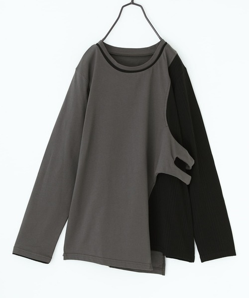 kOhAKU（コハク）の「『配色レイヤードライクカットソー』（Tシャツ/カットソー・レディース・ブラック/グレー・1/2）」の10枚目の写真