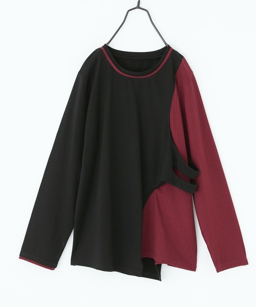 kOhAKU（コハク）の「『配色レイヤードライクカットソー』（Tシャツ/カットソー・レディース・ブラック/グレー・1/2）」の13枚目の写真