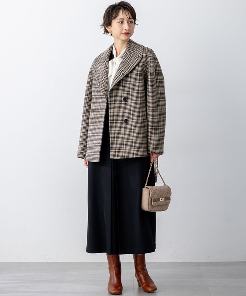 23区（ニジュウサンク）の「【Oggi11月号掲載】ボンディング チェックツイード ジャコット（その他アウター・レディース・ダークブラウン系3・46/44/48）」の5枚目の写真