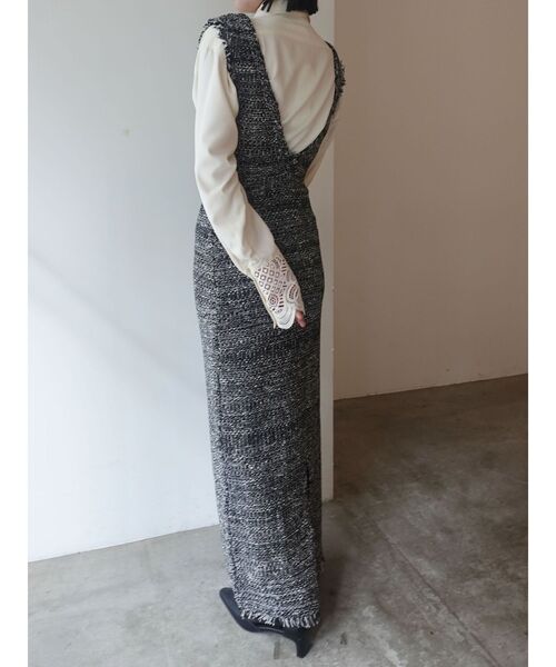 LAGUNAMOON（ラグナムーン）の「ニットツイードフリンジジャンパースカート（ジャンパースカート・レディース・ブラック/ベージュ・SMALL/MEDIUM）」の13枚目の写真