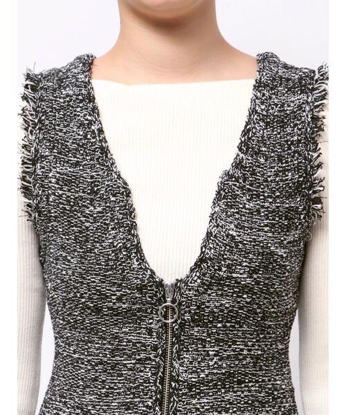 ラグナムーン　ニットツイードフリンジジャンパースカート　Sサイズ セール】ニットツイードフリンジジャンパースカート（ジャンパー