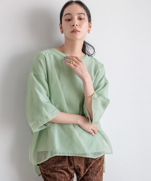 LOWRYS FARM（ローリーズファーム）の「シアーレイヤードプルオーバー 593400（Tシャツ/カットソー・レディース・ブラック/グリーン系その他/オフホワイト・FREE）」の6枚目の写真