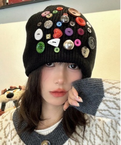 Burner（バーナー）の「【OKUOKU　0909】リメイク　ニット　帽子 oku-bosi-2（ニットキャップ/ビーニー・メンズ・ブラック/ベージュ/ダークブラウン・FREE）」の4枚目の写真