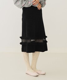 BEAMS COUTURE（ビームスクチュール）の「透け切替 ベロア スカート（スカート）」