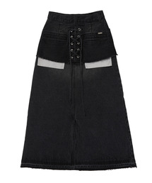 【HL】LACE-UP DENIM SKIRT WASHED (SET-UP)