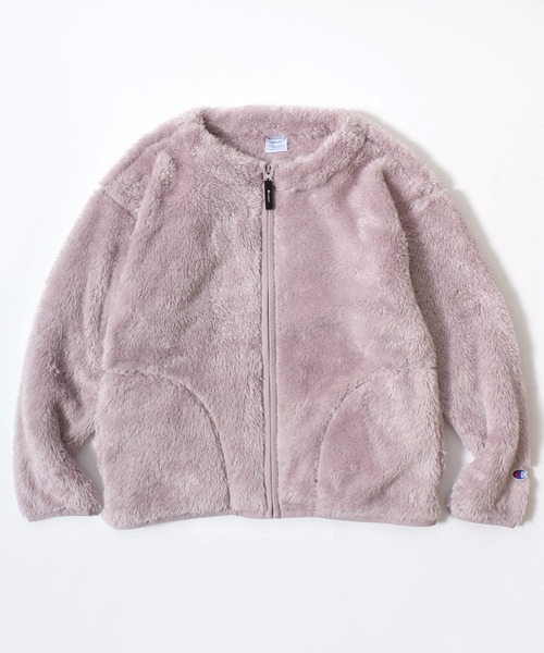 Champion(チャンピオン)の「Champion/チャンピオン SHERPA FLEECE ZIP CARDIGAN/シェルパフリース ロゴ ワンポイント刺繍 ジップカーディガン/ボアフリースジャケット/ブルゾン/レディース(カーディガン/ボレロ・レディース・オフホワイト/ブラック/ライトパープル・L/M)」の3枚目の写真