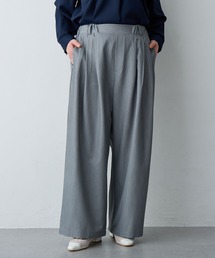 【anyfee/大きいサイズ】ウエストゴム多タックワイドパンツ《低身長サイズ有》