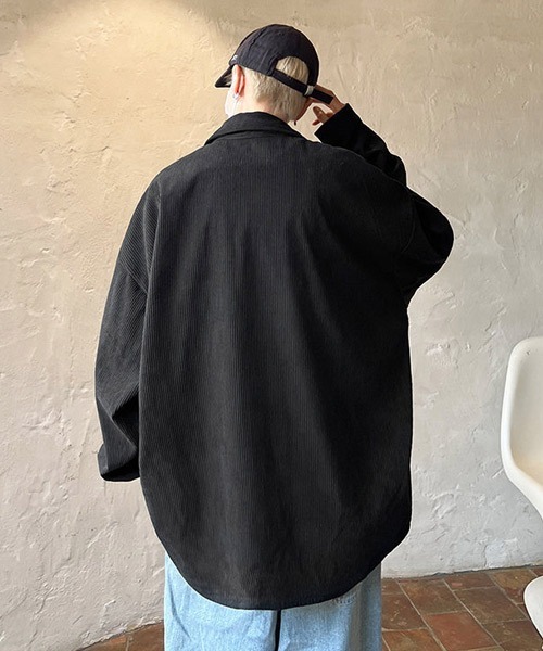 Ressaca(レサーカ)の「オーバーサイズコーデュロイ長袖シャツ(シャツ/ブラウス・メンズ・ネイビー/ブラック/グレー/オフホワイト・M/L/XL)」の9枚目の写真