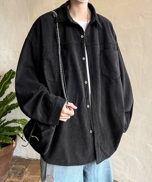 Ressaca(レサーカ)の「オーバーサイズコーデュロイ長袖シャツ(シャツ/ブラウス・メンズ・ネイビー/ブラック/グレー/オフホワイト・M/L/XL)」の6枚目の写真