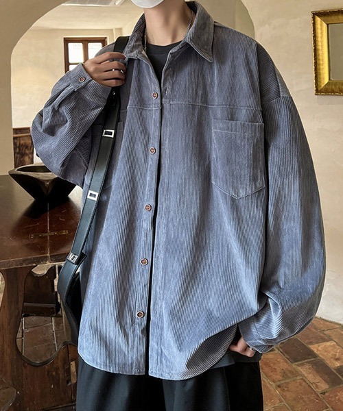 Ressaca(レサーカ)の「オーバーサイズコーデュロイ長袖シャツ(シャツ/ブラウス・メンズ・ネイビー/ブラック/グレー/オフホワイト・M/L/XL)」の22枚目の写真