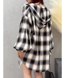 EVRIS | フードチェックオーバーサイズシャツ【セットアップ着用可能】(シャツ/ブラウス)