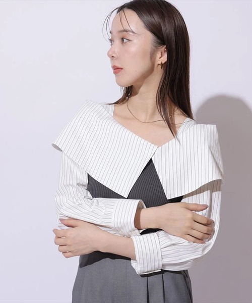 【タグ付き未使用】 Mystrada❤︎ビックカラードッキングニット　ベージュ タグ付き】Mystrada❤︎ビックカラードッキングニット ベージュ フリル