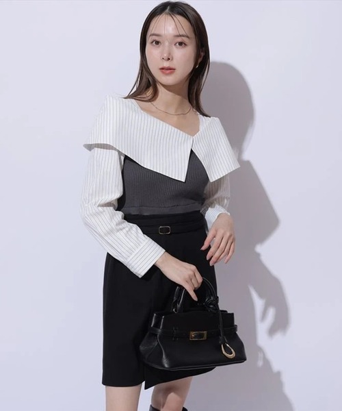 シャツカラードッキングニット（ニット/セーター）｜Mystrada