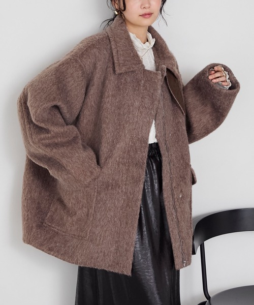 セール】【forksy.】2WAYシャギーメルトンオーバーサイズポケット