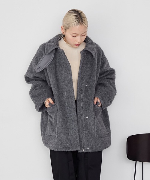 セール】【forksy.】2WAYシャギーメルトンオーバーサイズポケット