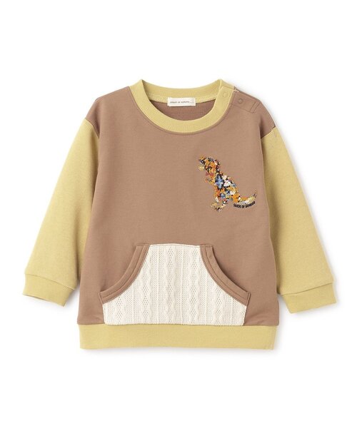 sense of wonder(センスオブワンダー)の「リバティコリアンダー恐竜トレーナー(スウェット・キッズ・モカ/ネイビー・80cm/90cm/100cm/110cm/120cm/130cm)」の1枚目の写真