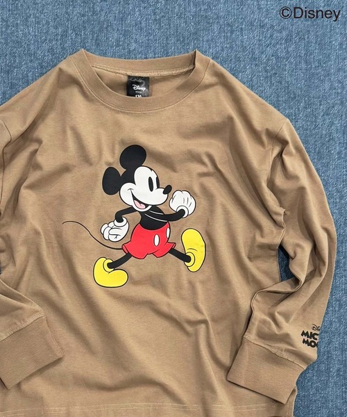 Disney(ディズニー)の「【Disney/ディズニー】MICKEYミッキーマウス キッズ オーバーサイズロンT(Tシャツ/カットソー・キッズ・オレンジ/チャコール/ベージュ/ネイビー/グレー系その他2/グレー系その他3/グリーン系その他/グレー系その他4/ホワイト系その他/ベージュ系その他/ホワイト系その他3/オフホワイト/杢グレー/ダークグリーン/ホワイト系その他2/グレー系その他・110/120/130/140/150/160)」の1枚目の写真