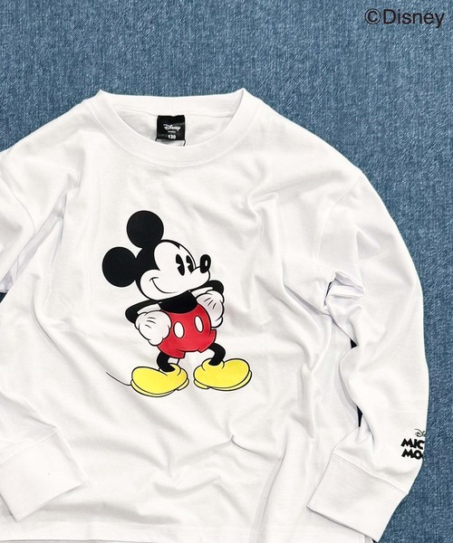 Disney(ディズニー)の「【Disney/ディズニー】MICKEYミッキーマウス キッズ オーバーサイズロンT(Tシャツ/カットソー・キッズ・オレンジ/チャコール/ベージュ/ネイビー/グレー系その他2/グレー系その他3/グリーン系その他/グレー系その他4/ホワイト系その他/ベージュ系その他/ホワイト系その他3/オフホワイト/杢グレー/ダークグリーン/ホワイト系その他2/グレー系その他・110/120/130/140/150/160)」の2枚目の写真