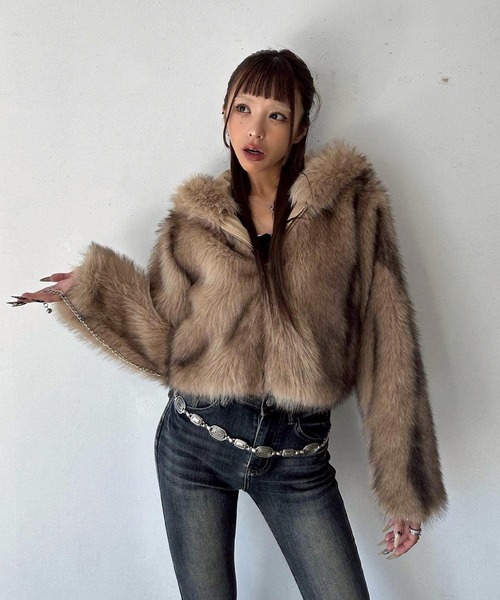 d.i.a ジャケット フェイクファー ジップパーカー フーディ― ブルゾン（ブルゾン