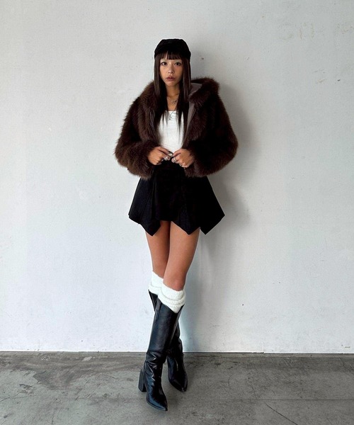 d.i.a. ファー付きブラックジャケット メゾンブリーズレヴール MAISON BREEZE reveur ファーシャギー