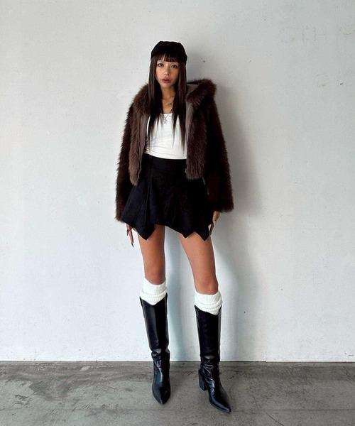 セール】フェイクファー ジップパーカー フーディ― ブルゾン（ブルゾン