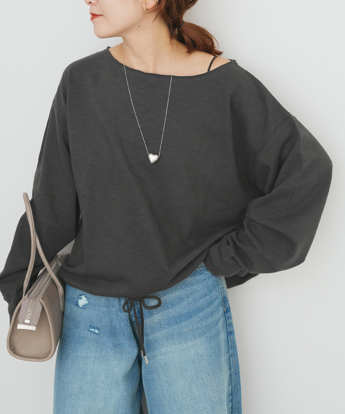 Spick & Span(スピックアンドスパン)の「コットンスラブミニ裏毛プルオーバー(スウェット・レディース・チャコールグレー/ベージュ・FREE)」の2枚目の写真