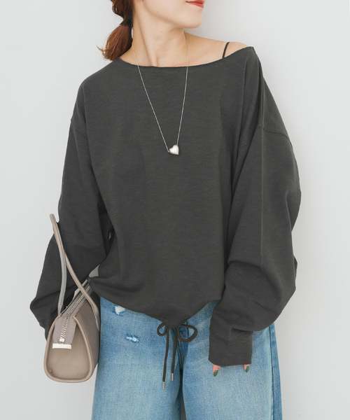 Spick & Span(スピックアンドスパン)の「コットンスラブミニ裏毛プルオーバー(スウェット・レディース・チャコールグレー/ベージュ・FREE)」の7枚目の写真