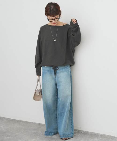 Spick & Span(スピックアンドスパン)の「コットンスラブミニ裏毛プルオーバー(スウェット・レディース・チャコールグレー/ベージュ・FREE)」の11枚目の写真