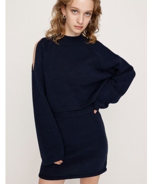 SLY(スライ)の「OPEN SHOULDER SET UP オープンショルダー セットアップ 秋服 冬服(ワンピース・レディース・ネイビー/ブラック/グレー・1/2)」の3枚目の写真