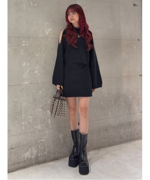SLY(スライ)の「OPEN SHOULDER SET UP オープンショルダー セットアップ 秋服 冬服(ワンピース・レディース・ネイビー/ブラック/グレー・1/2)」の18枚目の写真