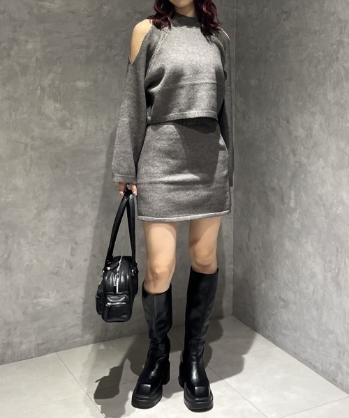 SLY(スライ)の「OPEN SHOULDER SET UP オープンショルダー セットアップ 秋服 冬服(ワンピース・レディース・ネイビー/ブラック/グレー・1/2)」の20枚目の写真