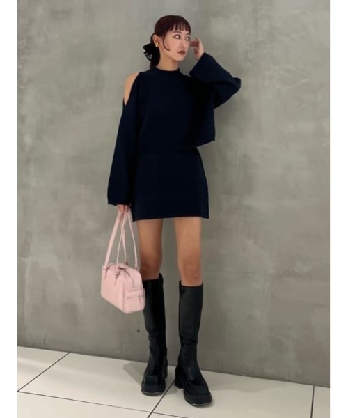 SLY(スライ)の「OPEN SHOULDER SET UP オープンショルダー セットアップ 秋服 冬服(ワンピース・レディース・ネイビー/ブラック/グレー・1/2)」の22枚目の写真