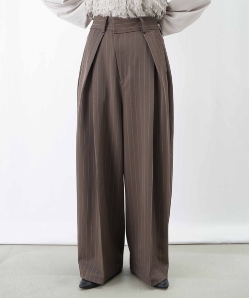 LUCA/LADY LUCK LUCA（ルカ/レディラックルカ）の「LC/LLL 配色アシメベルトストライプパンツ（その他パンツ・レディース・チャコールグレー/ブラウン・FREE）」の3枚目の写真