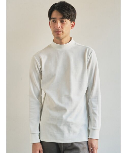 セール】【TRANSITION】グレンチェックジャガードモックネックロング