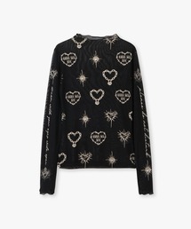 ANNA SUI NYC | ハート総柄シアートップス(Tシャツ/カットソー)