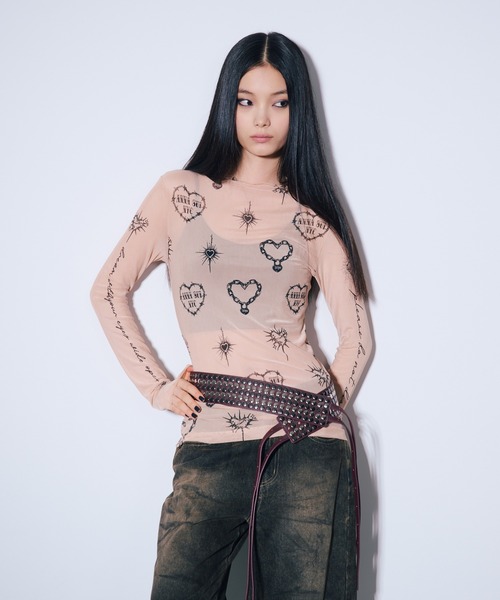 ANNA SUI NYC（アナ スイ エヌ ワイ シー）の「ハート総柄シアートップス（Tシャツ/カットソー・レディース・ブラック/ブルー/ベージュ・FREE）」の9枚目の写真