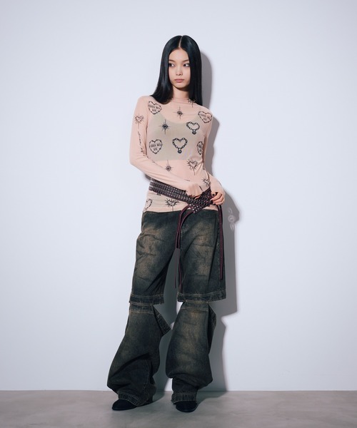 ANNA SUI NYC（アナ スイ エヌ ワイ シー）の「ハート総柄シアートップス（Tシャツ/カットソー・レディース・ブラック/ブルー/ベージュ・FREE）」の13枚目の写真