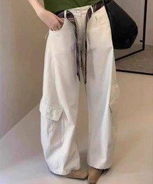 STAY MOTION | 【WEB限定】タイ付きカーゴワイドパンツ［韓国ファッション カジュアル］(その他パンツ)