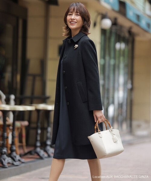 ショートビーバー ロング丈 ステンカラー コート（ステンカラーコート