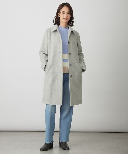 ショートビーバー ロング丈 ステンカラー コート（ステンカラーコート