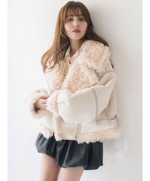 dazzlin フェイクムートンコート セール】ビッグカラームートン