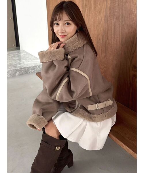 dazzlin(ダズリン)の「ビッグカラームートンブルゾン(ムートンコート・レディース・ピンク/ブラウン/アイボリー/ブラック・FREE)」の19枚目の写真