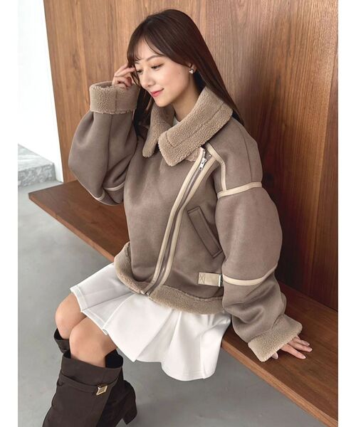 セール】ビッグカラームートンブルゾン（ムートンコート）｜dazzlin