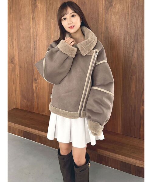 セール】ビッグカラームートンブルゾン（ムートンコート）｜dazzlin