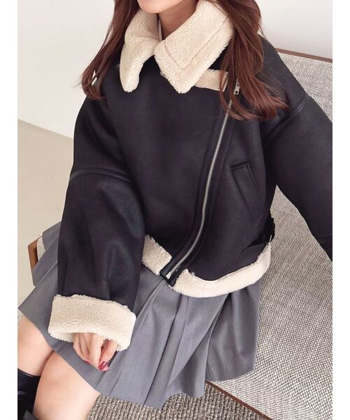 セール】ビッグカラームートンブルゾン（ムートンコート）｜dazzlin