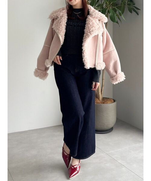 dazzlin(ダズリン)の「ビッグカラームートンブルゾン(ムートンコート・レディース・ピンク/ブラウン/アイボリー/ブラック・FREE)」の16枚目の写真