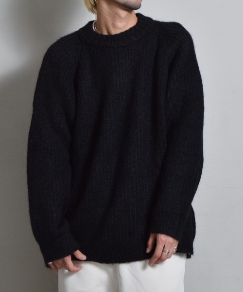 DOUBLE STEAL（ダブルスティール）の「ラグランシャギーニット（ニット/セーター・メンズ・グレー/ブラック/ベージュ・SMALL/MEDIUM/LARGE）」の2枚目の写真