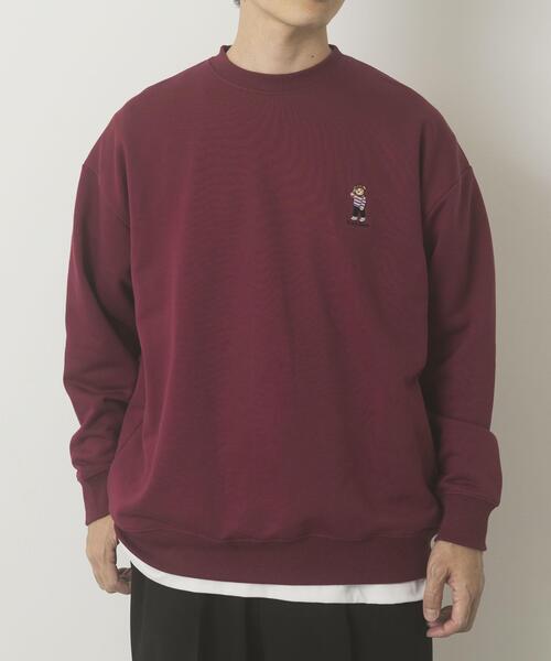 ITEMS URBANRESEARCH（アイテムズ アーバンリサーチ）の「TeddyBear ワンポイント スウェット（スウェット・メンズ・バーガンディー/グリーン/オートミール/ネイビー・LARGE/MEDIUM）」の11枚目の写真