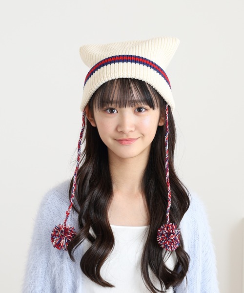 セール】猫耳ニットボンボンワッチ（ニットキャップ/ビーニー